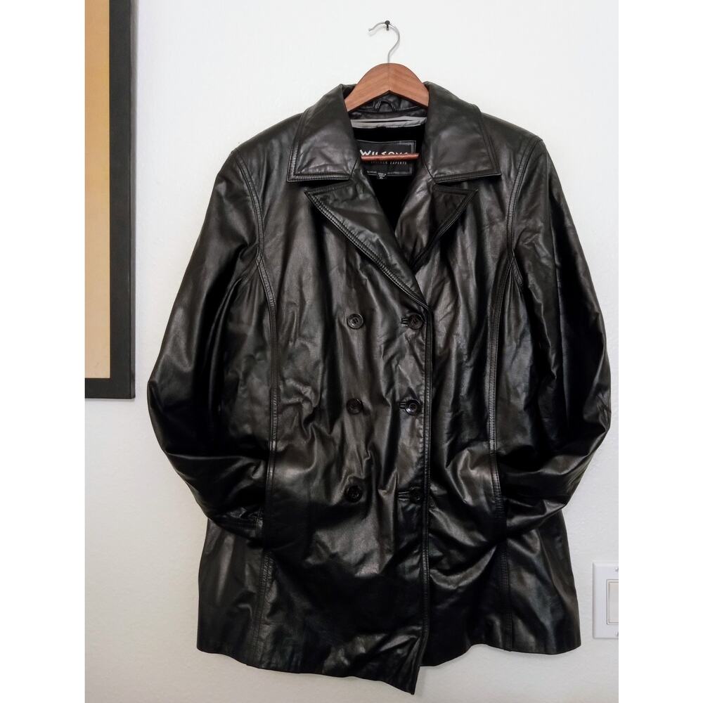 Wilsons Leather Experts Vintage Womens Leather Jacket Fleece Lined Button SZ XL